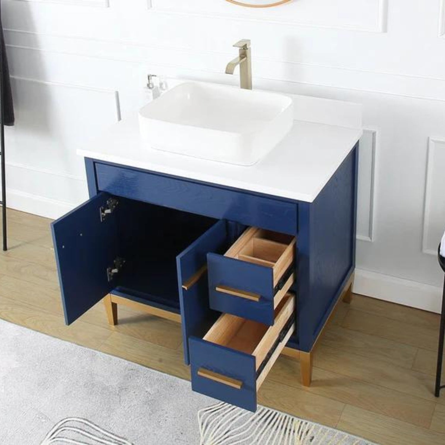 Beatrice 36" Vanity with White Quartz Top - Contemporary Bathroom Vanity