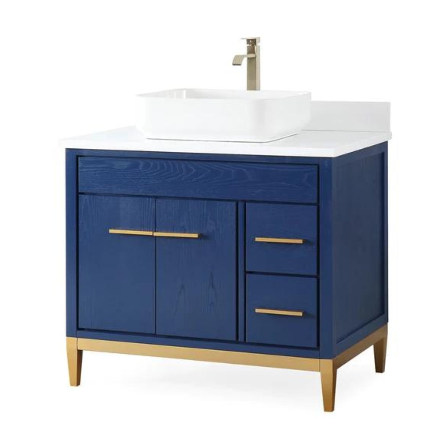 Beatrice 36" Bathroom Vanity with White Quartz Top - Contemporary Bathroom Vanity