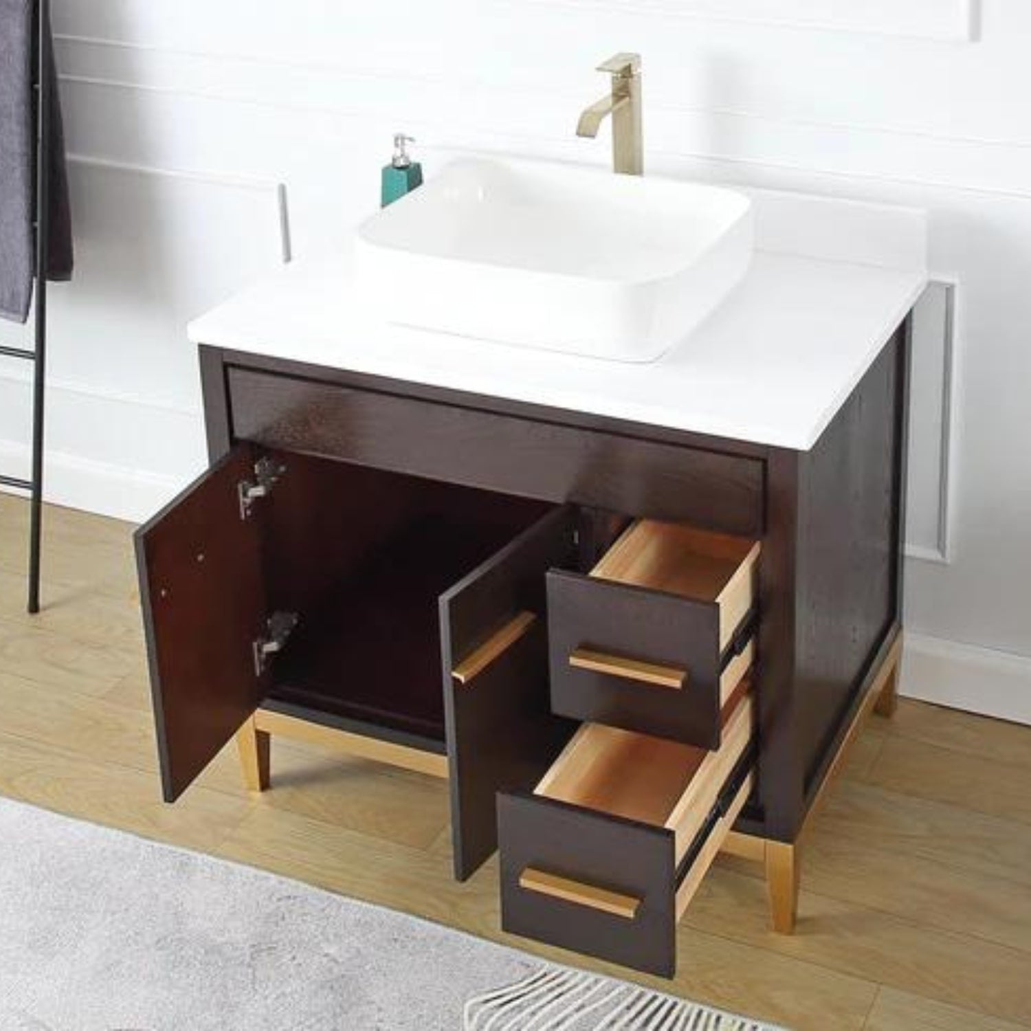 Beatrice 36" Vanity with White Quartz Top - Contemporary Bathroom Vanity