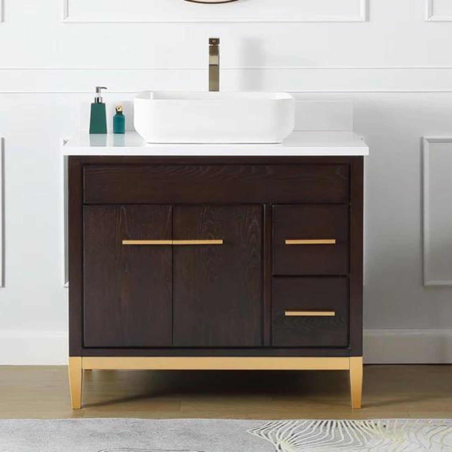 Beatrice 36" Vanity with White Quartz Top - Contemporary Bathroom Vanity