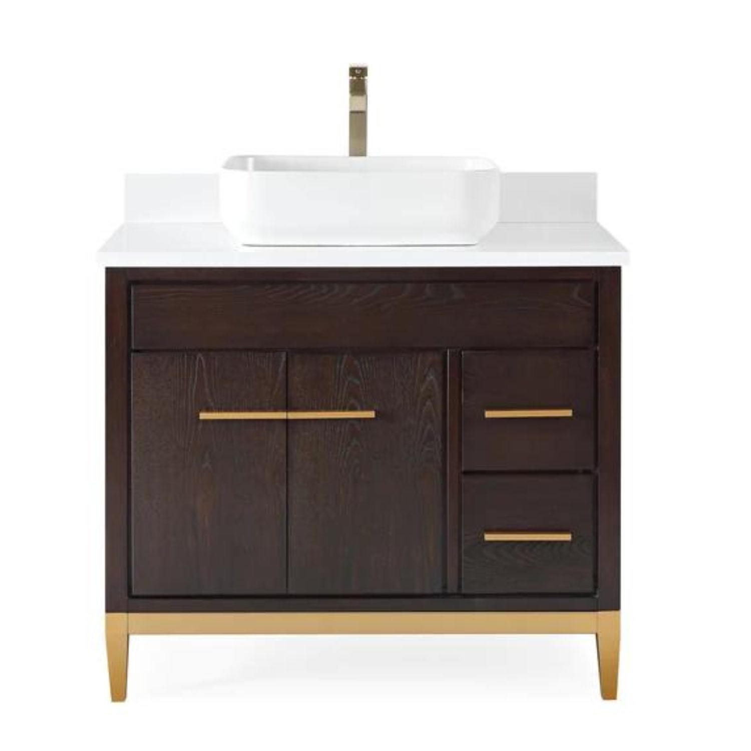 Beatrice 36" Brown Vanity with Vessel Sink - Contemporary Bathroom Vanity