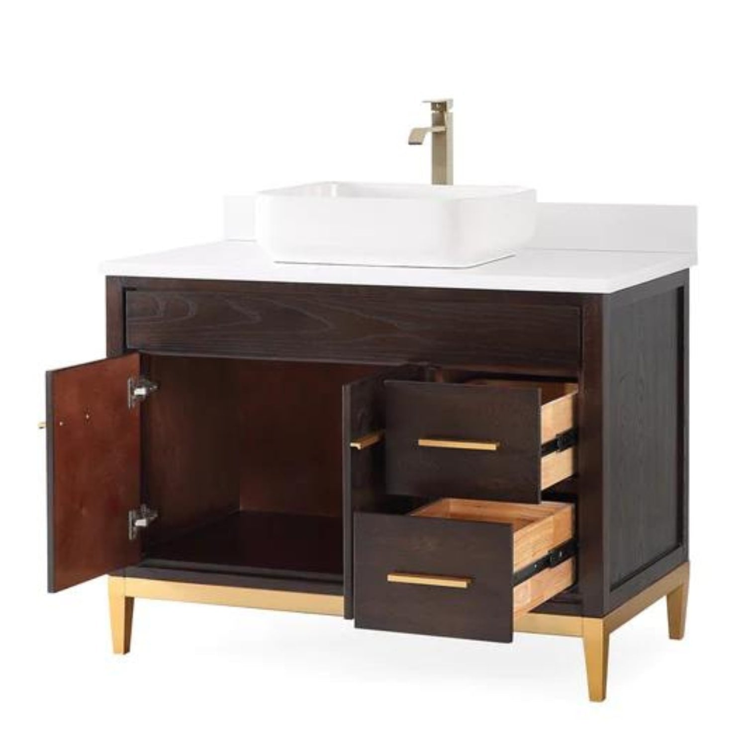 Beatrice 42" Espresso Bathroom Vanity with White Top - Contemporary Bathroom Vanity