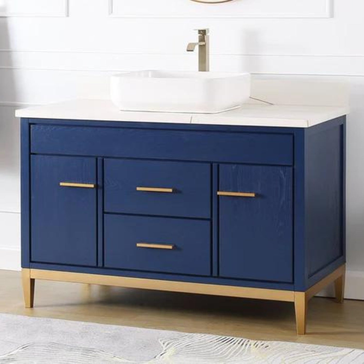 Beatrice 48" Bathroom Vanity with White Quartz Top - Contemporary Bathroom Vanity