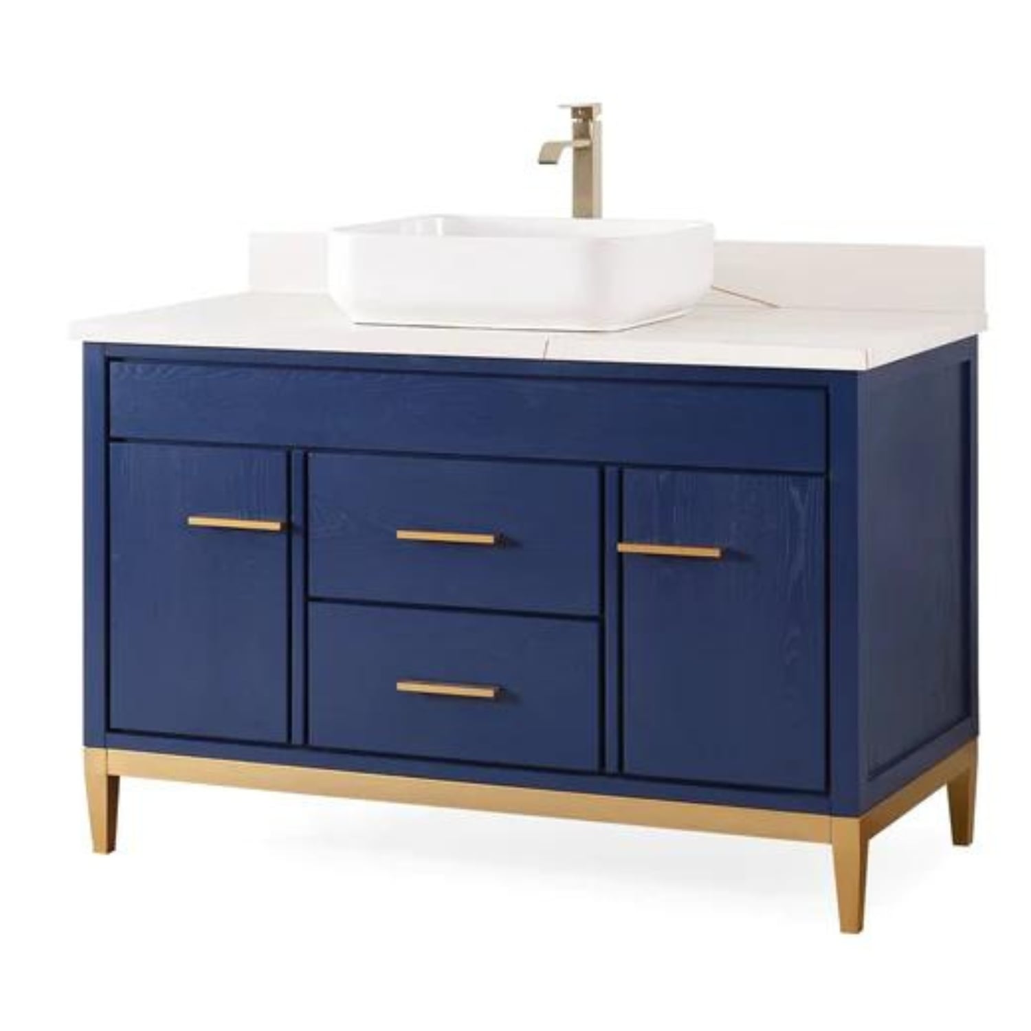 Beatrice 48" Bathroom Vanity with White Quartz Top - Contemporary Bathroom Vanity