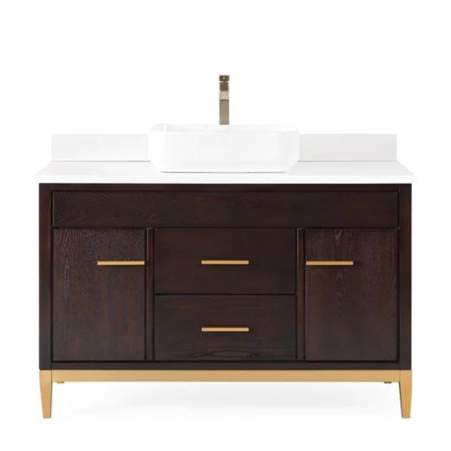 Beatrice 48" Espresso Bathroom Vanity with White Quartz Top - Contemporary Bathroom Vanity