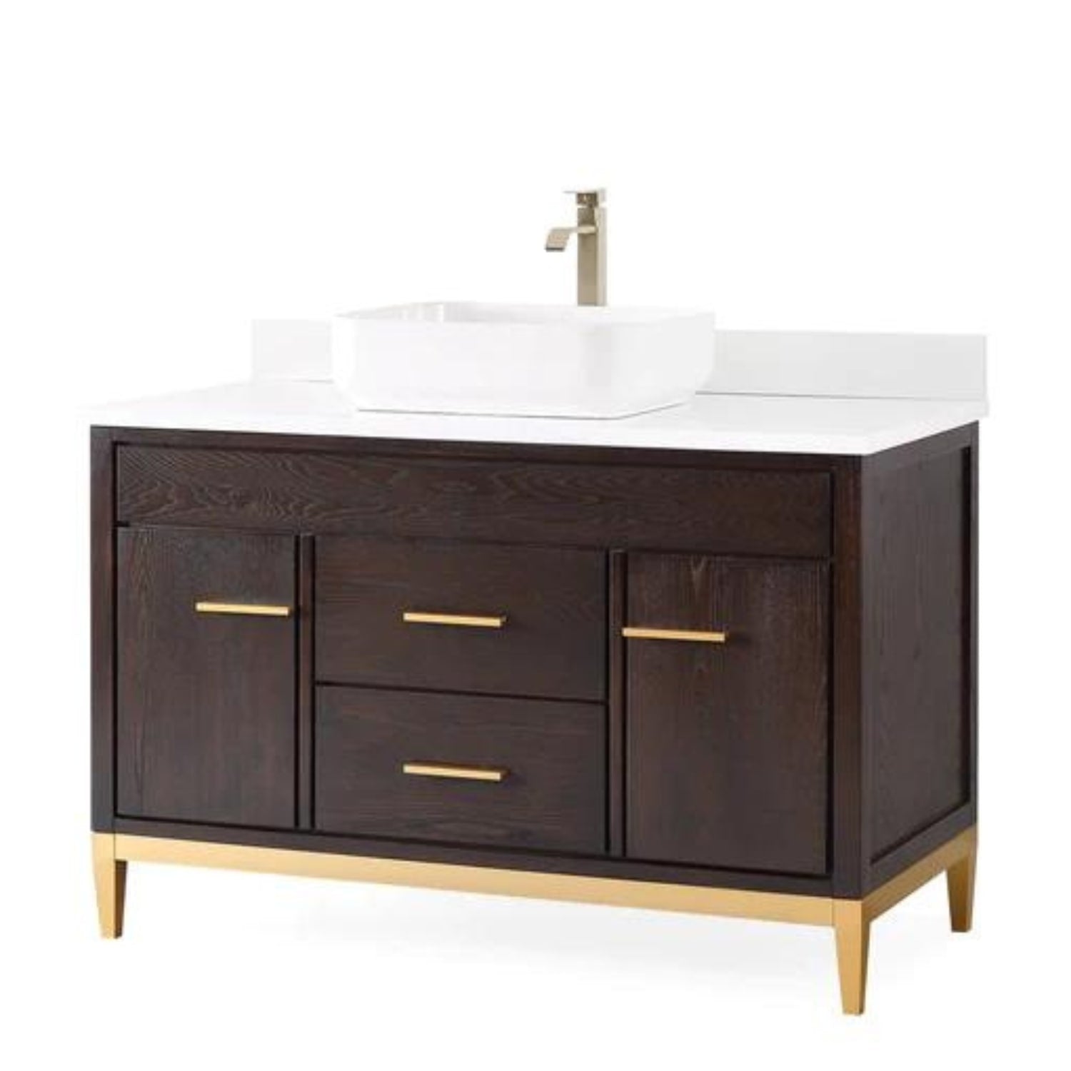 Beatrice 48" Bathroom Vanity with White Quartz Top - Contemporary Bathroom Vanity