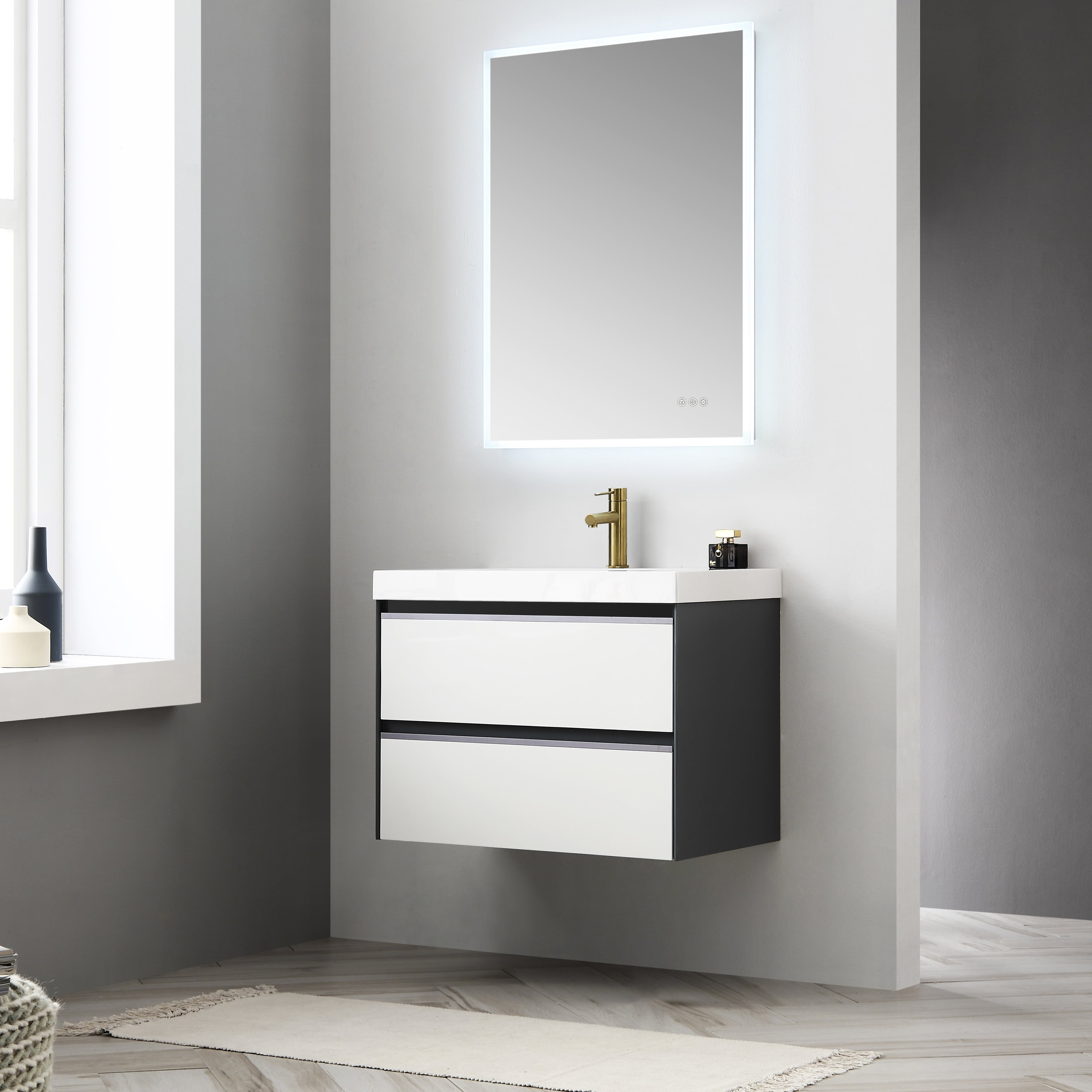 Berlin 30" Wall Mount Vanity with Top - Modern Bathroom Vanity