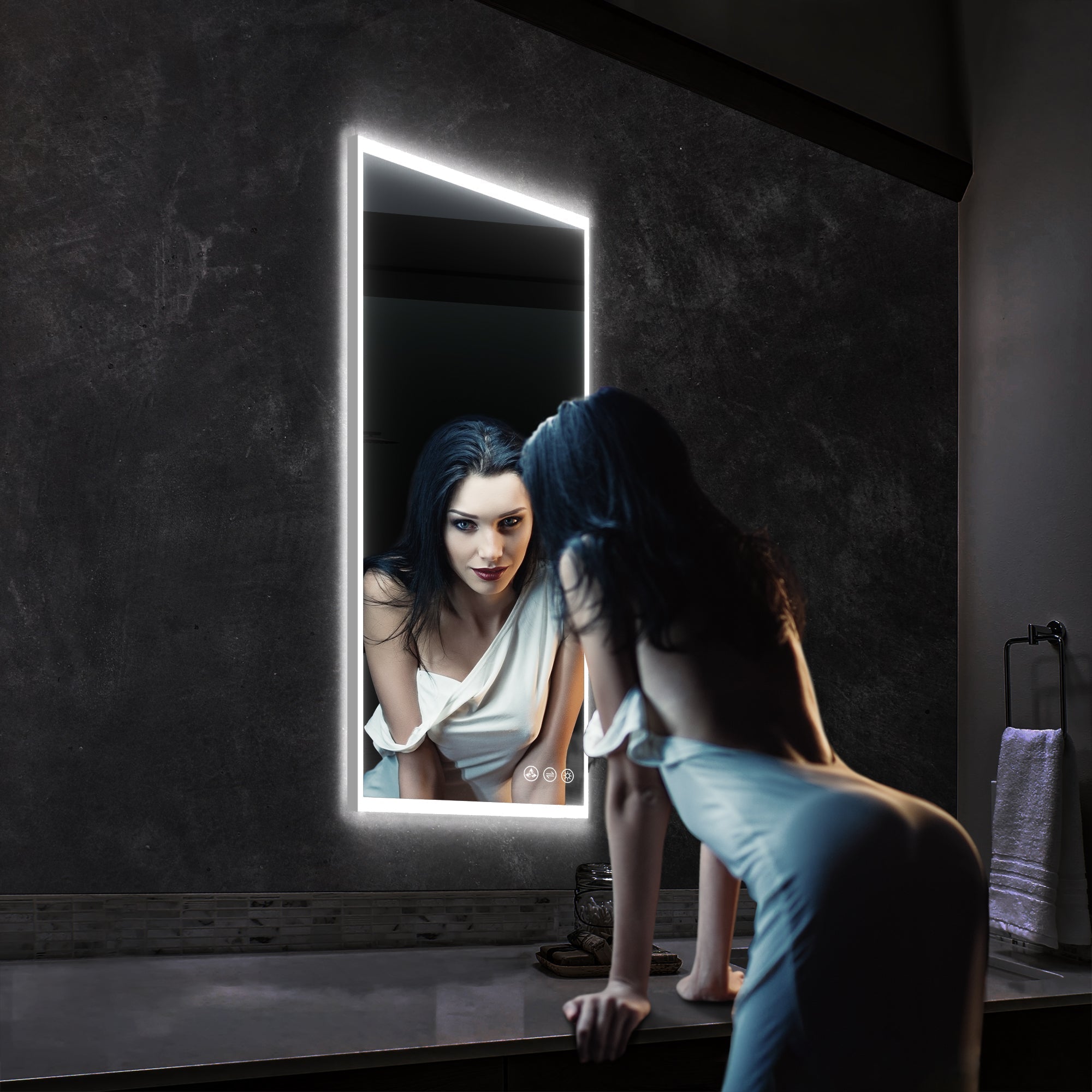 Beta 21″ by 36″ LED Mirror with Frosted Sides Vanity Plus