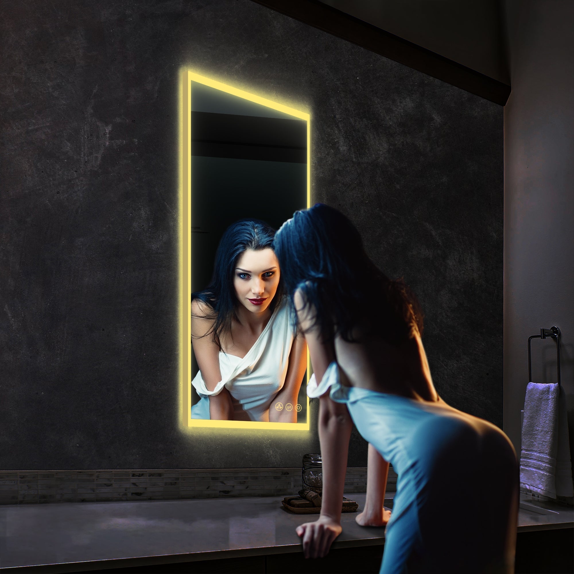 Beta 21″ by 36″ LED Mirror with Frosted Sides Vanity Plus