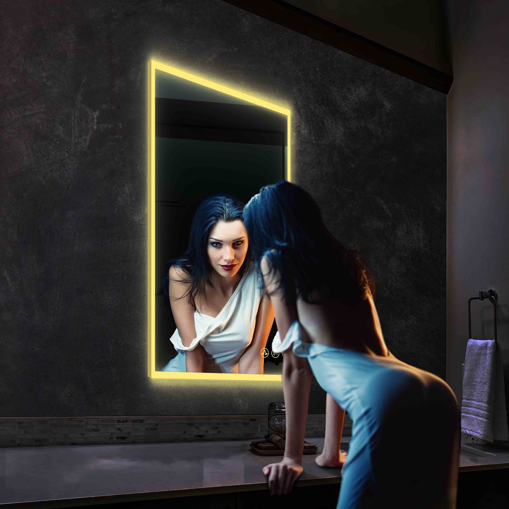 Beta 24″ by 36″ LED Mirror with Frosted Sides Vanity Plus