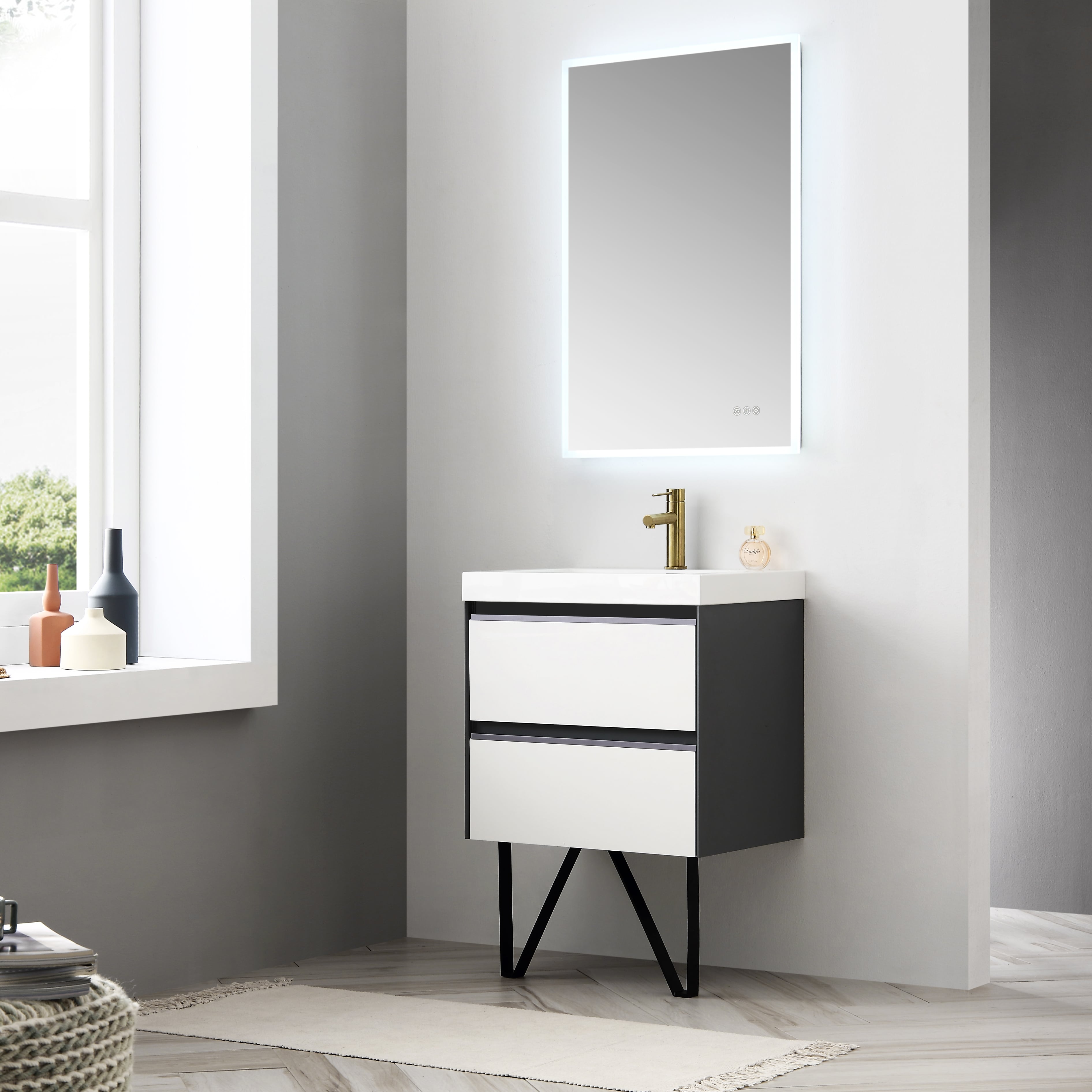 Beta 24″ by 36″ LED Mirror with Frosted Sides Vanity Plus