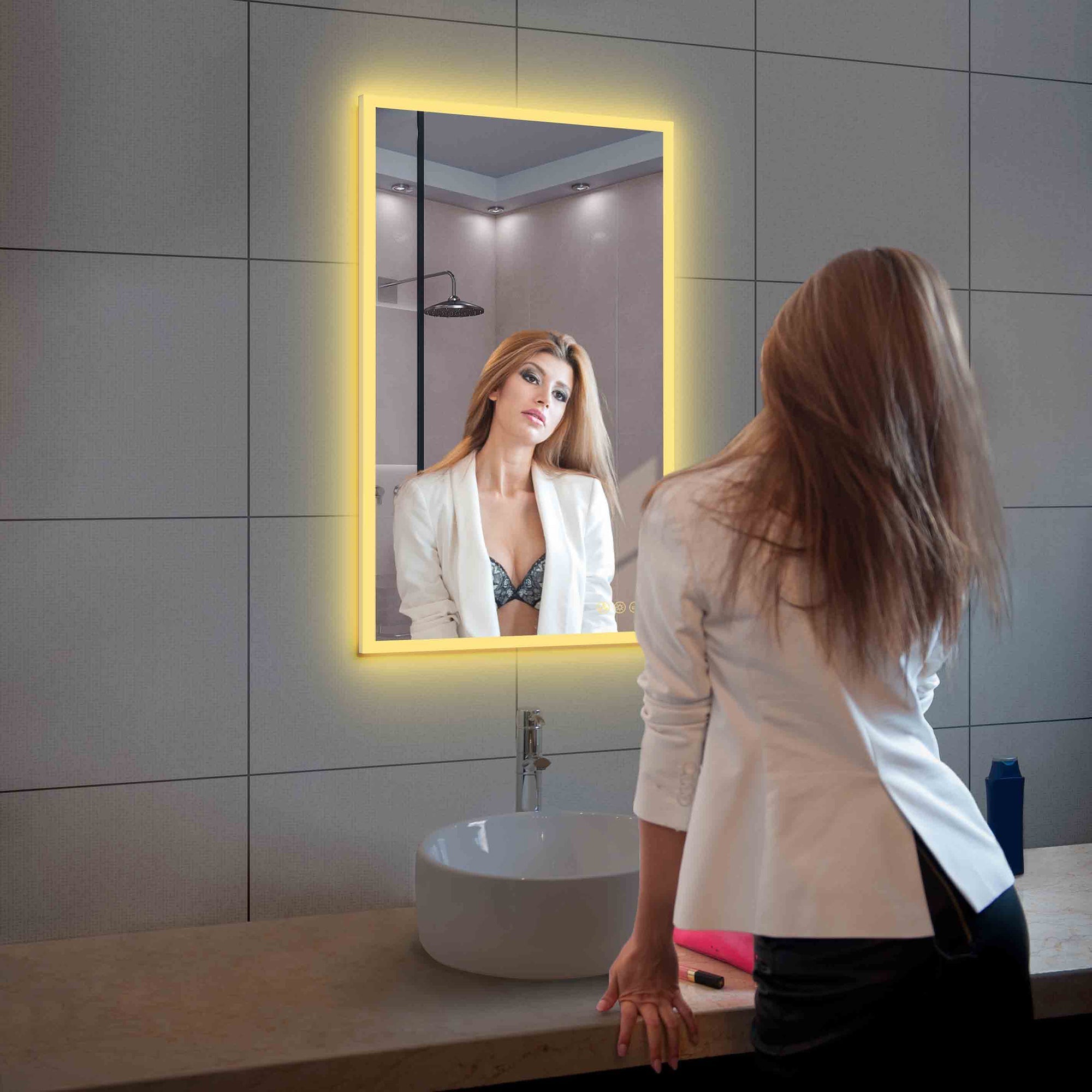 Beta 24″ by 36″ LED Mirror with Frosted Sides Vanity Plus