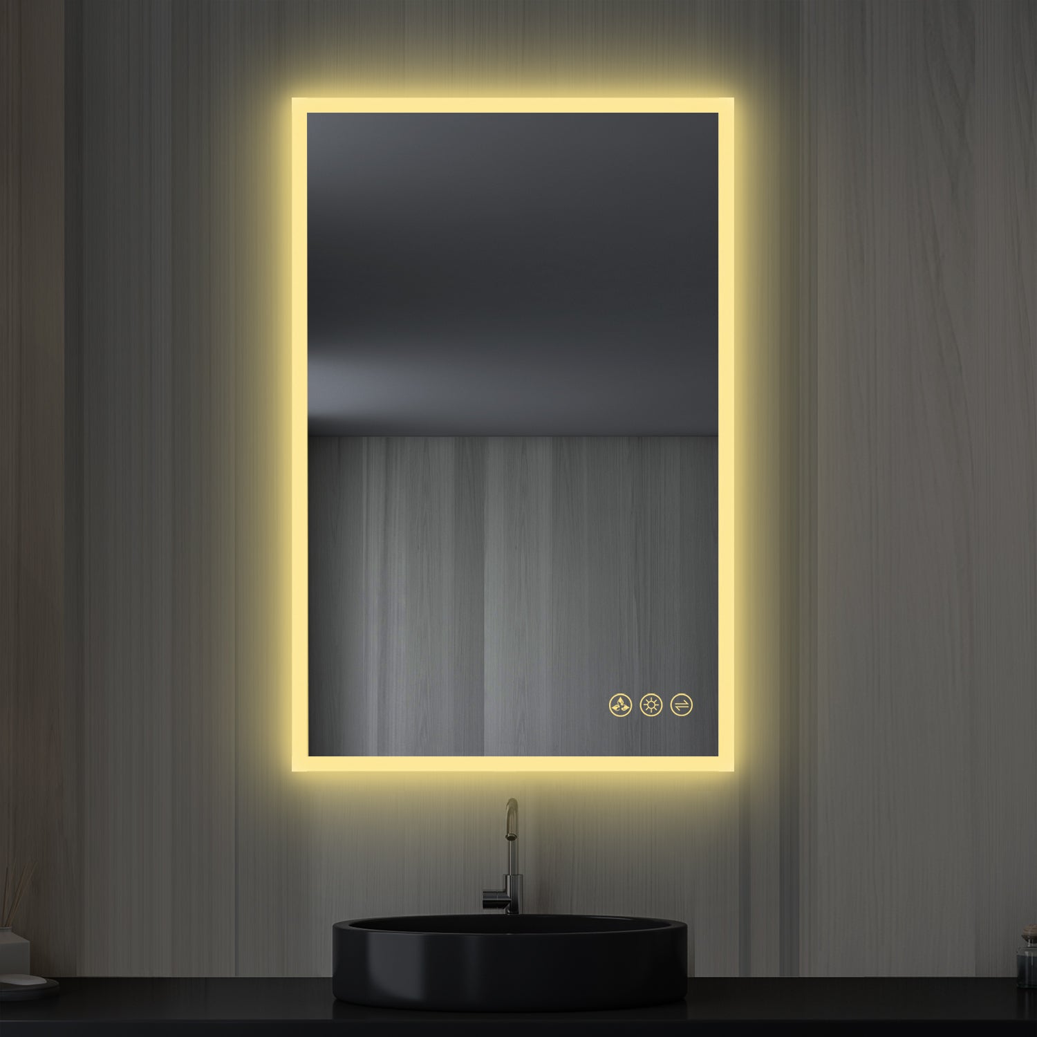 Beta 24″ by 36″ LED Mirror with Frosted Sides Vanity Plus