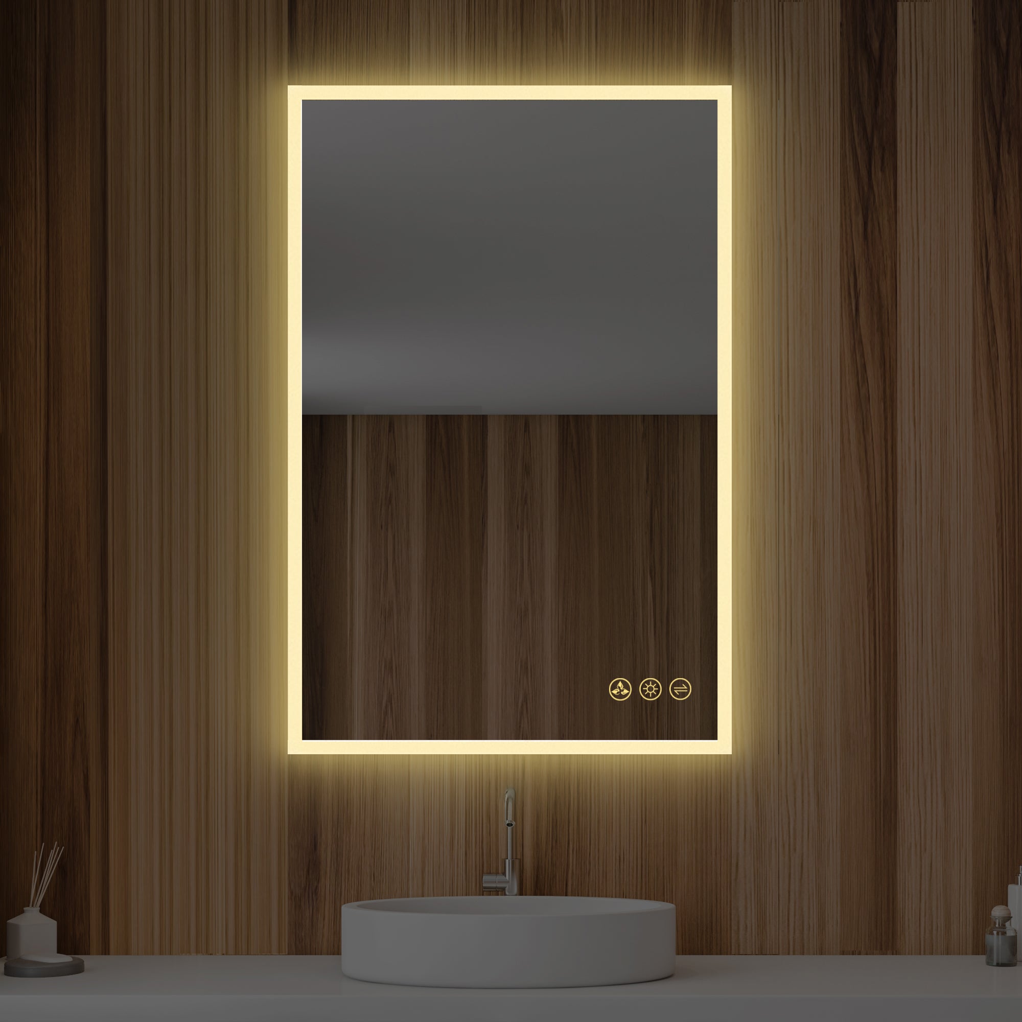 Beta 24″ by 36″ LED Mirror with Frosted Sides Vanity Plus