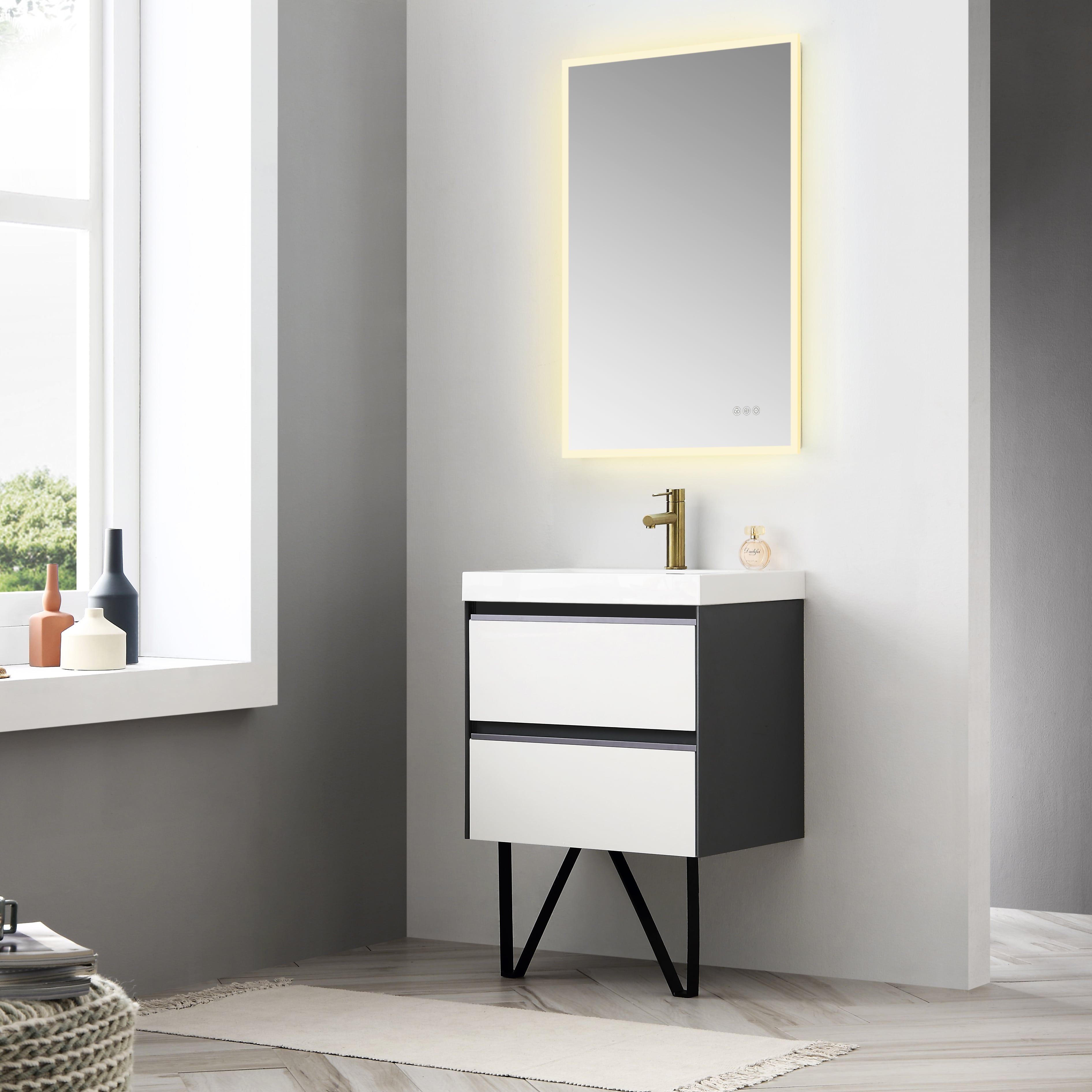 Beta 24″ by 36″ LED Mirror with Frosted Sides Vanity Plus