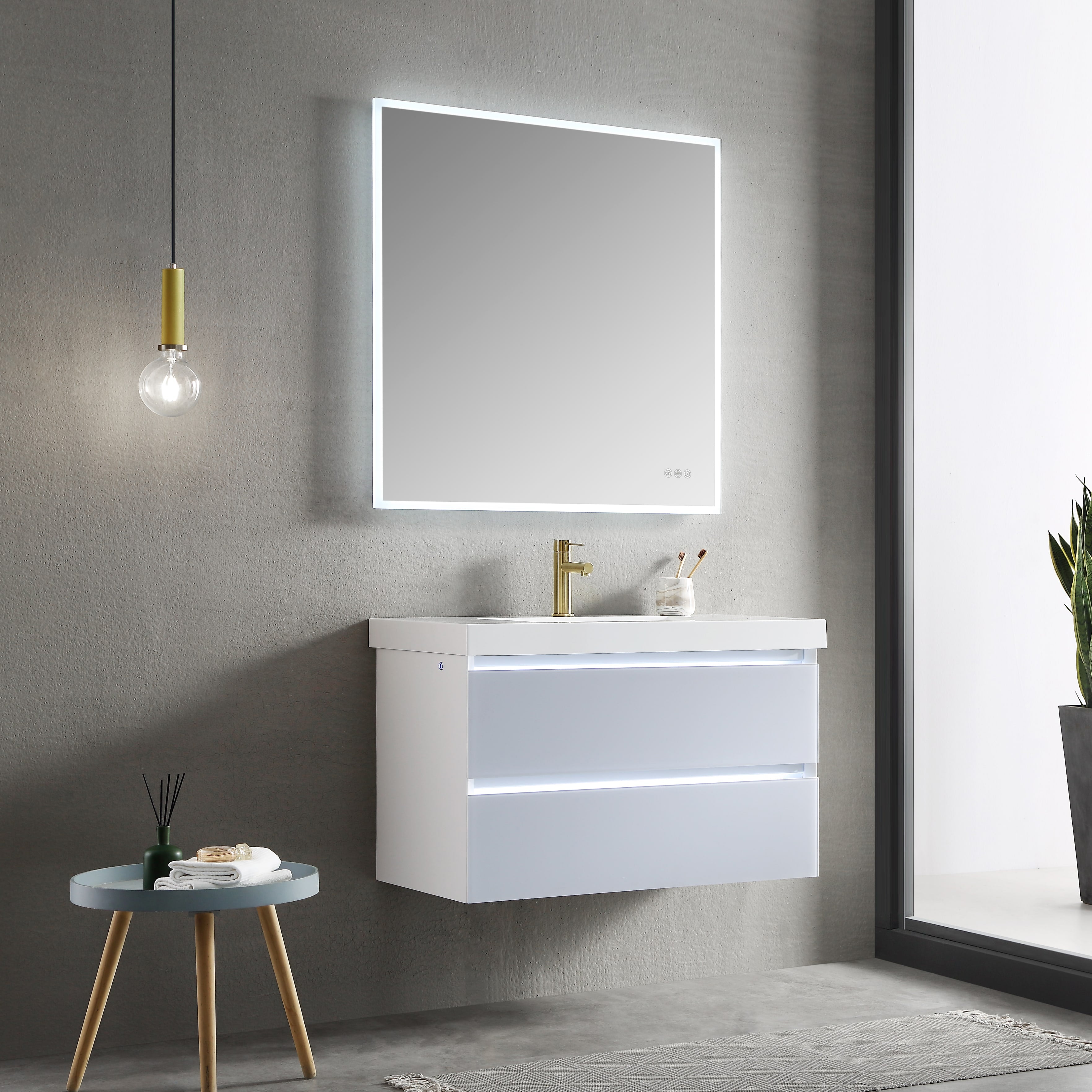 Beta 30″x36″ LED Mirror with Frosted Sides Vanity Plus