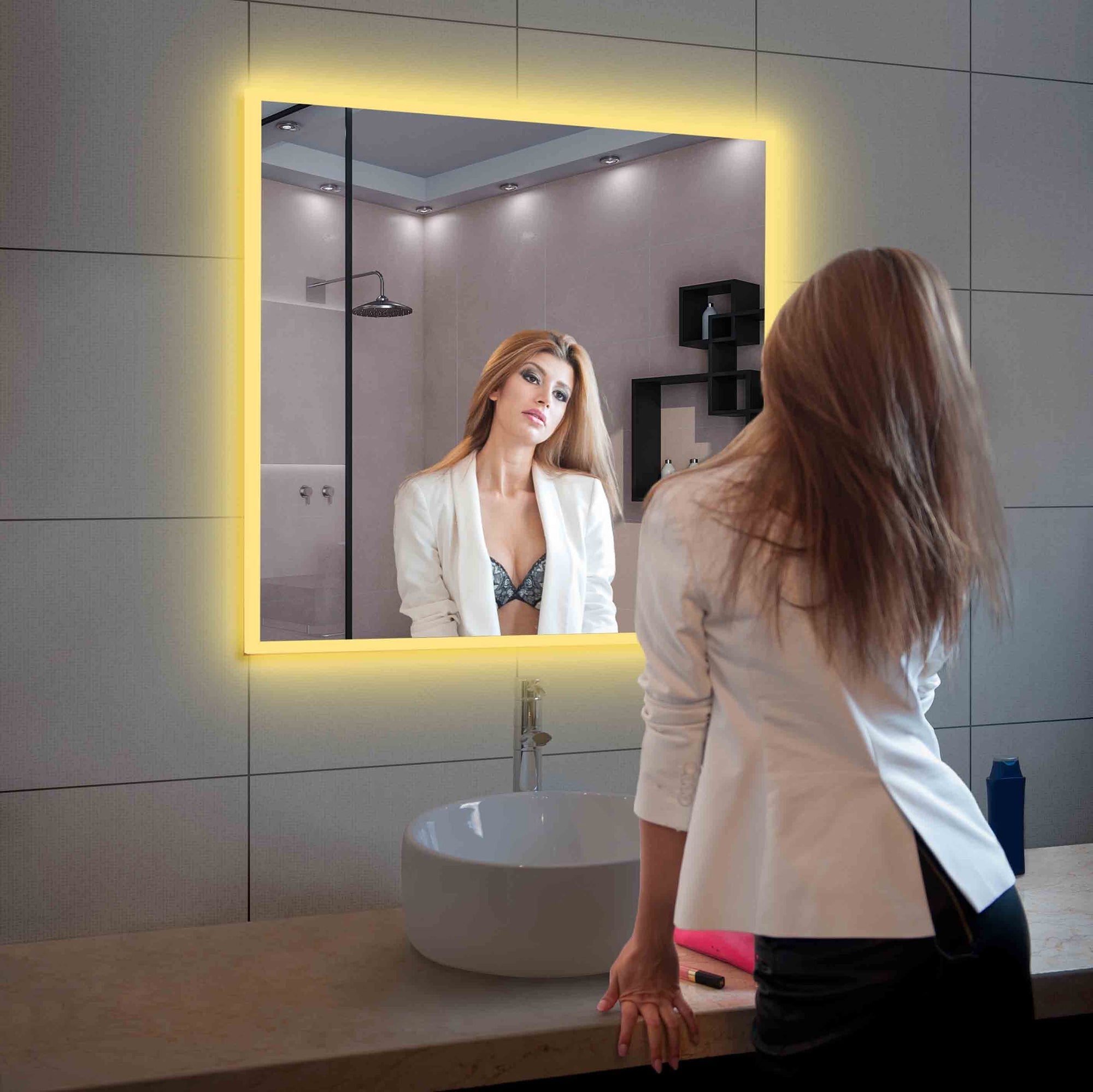 Beta 36″ by 36″ LED Mirror with Frosted Sides Vanity Plus