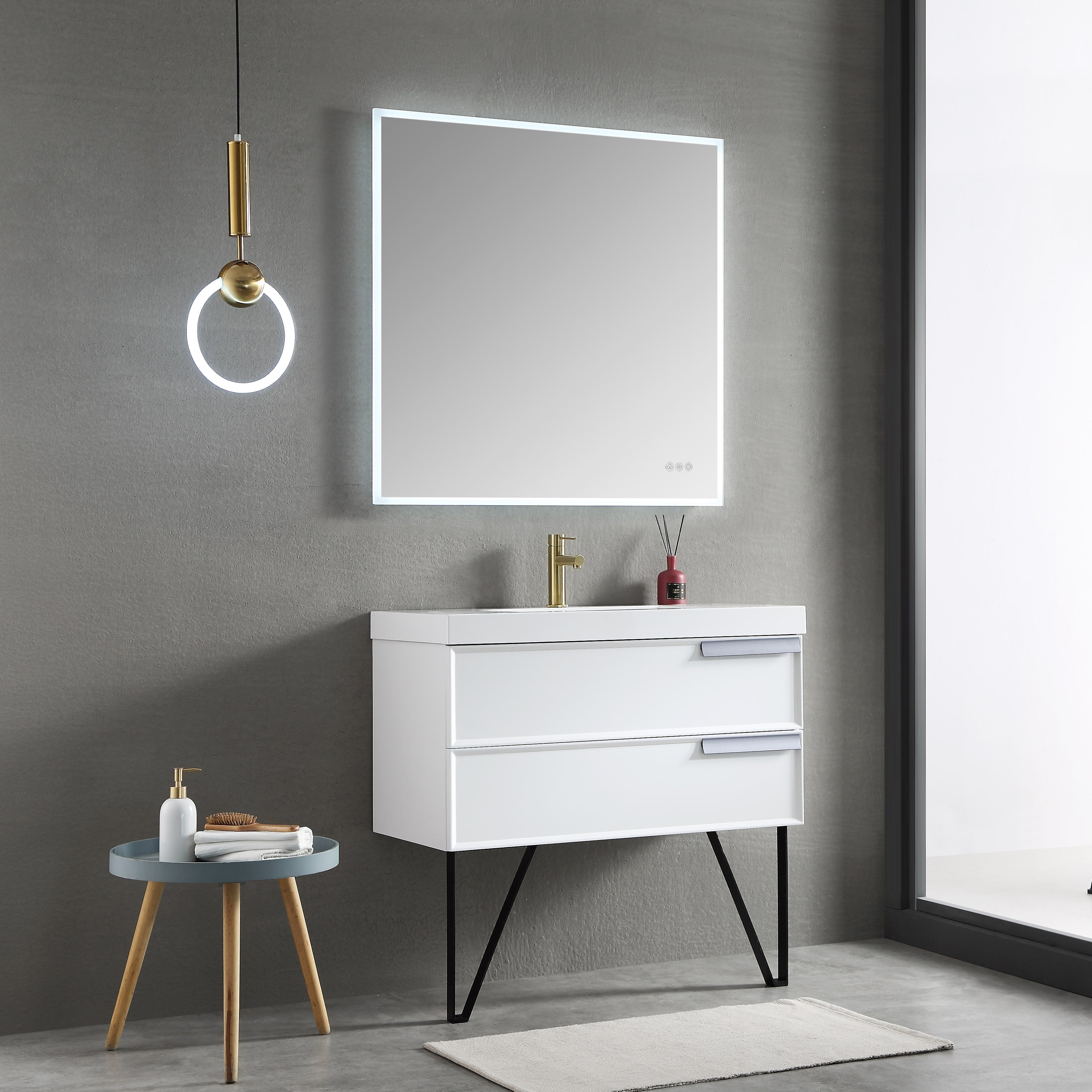 Beta 36″ x 36″ LED Mirror with Frosted Sides Vanity Plus