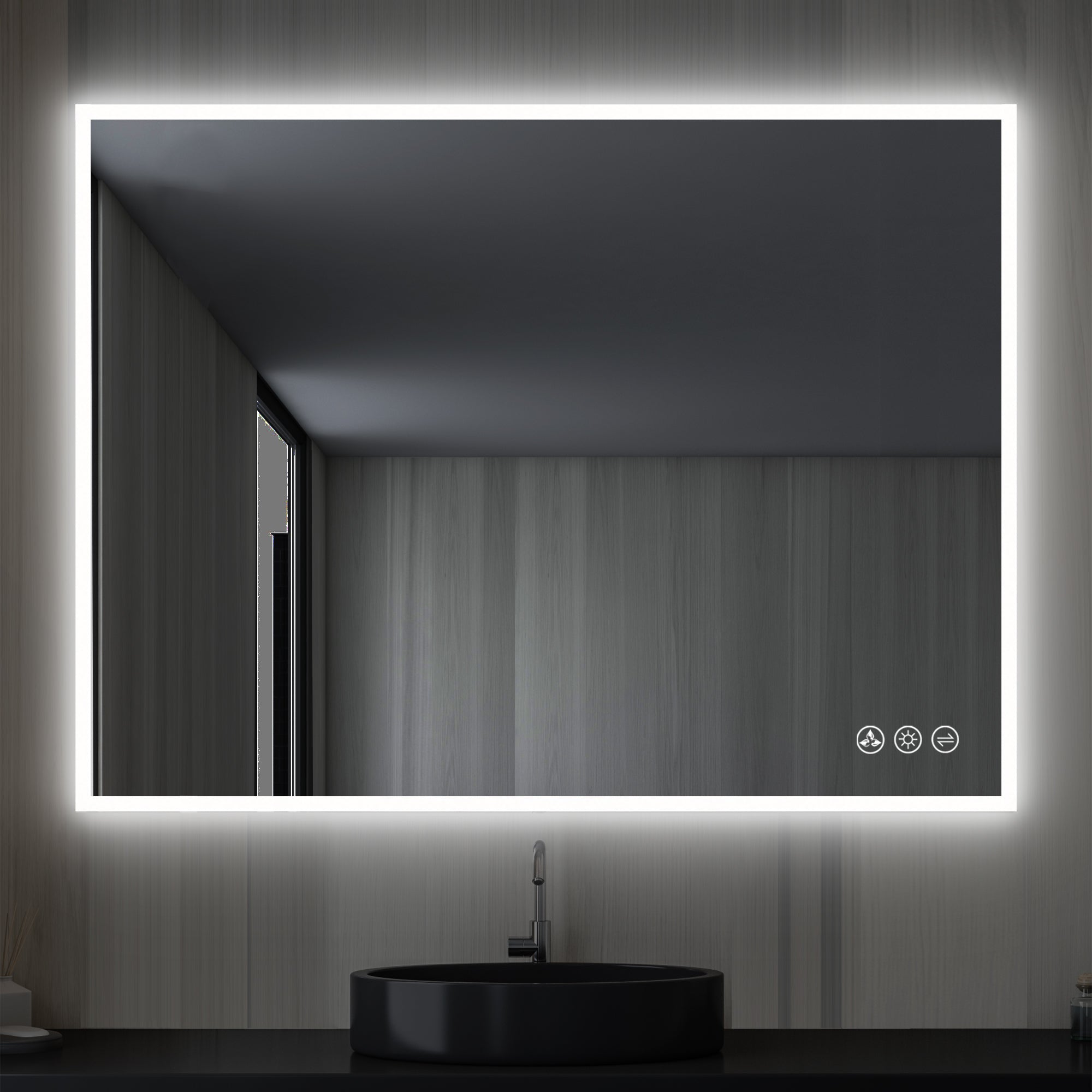 Beta 48″ by 36″ LED Mirror with Frosted Sides Vanity Plus