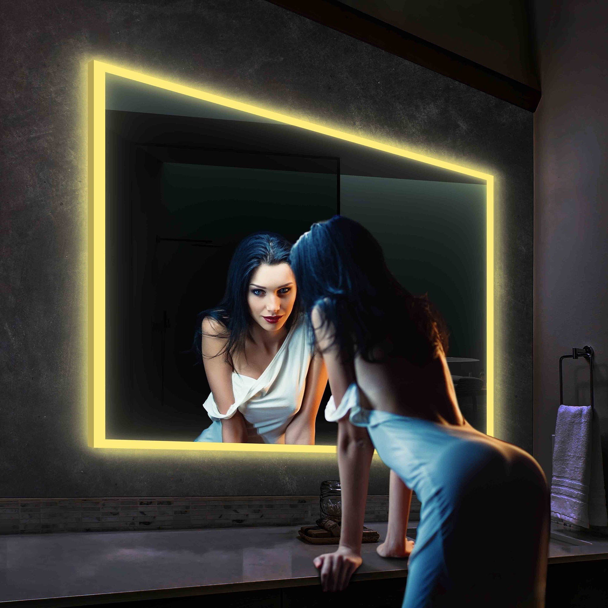 Beta 48″ by 36″ LED Mirror with Frosted Sides Vanity Plus