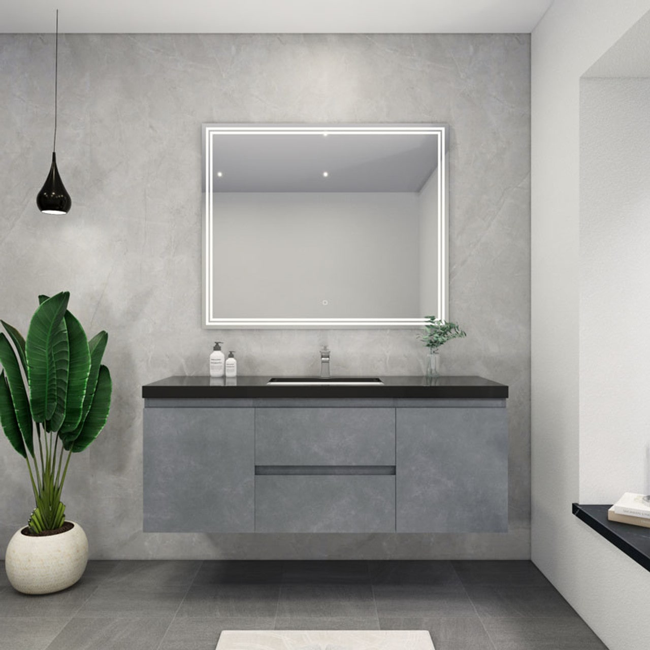 Blink 60'' Wall Mounted With Reinforced Acrylic Right Sink
