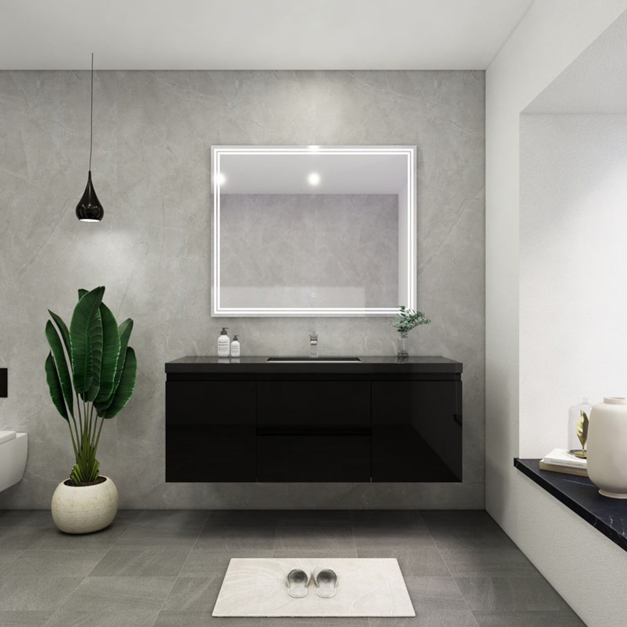 Blink 60'' Wall Mounted With Reinforced Acrylic Right Sink