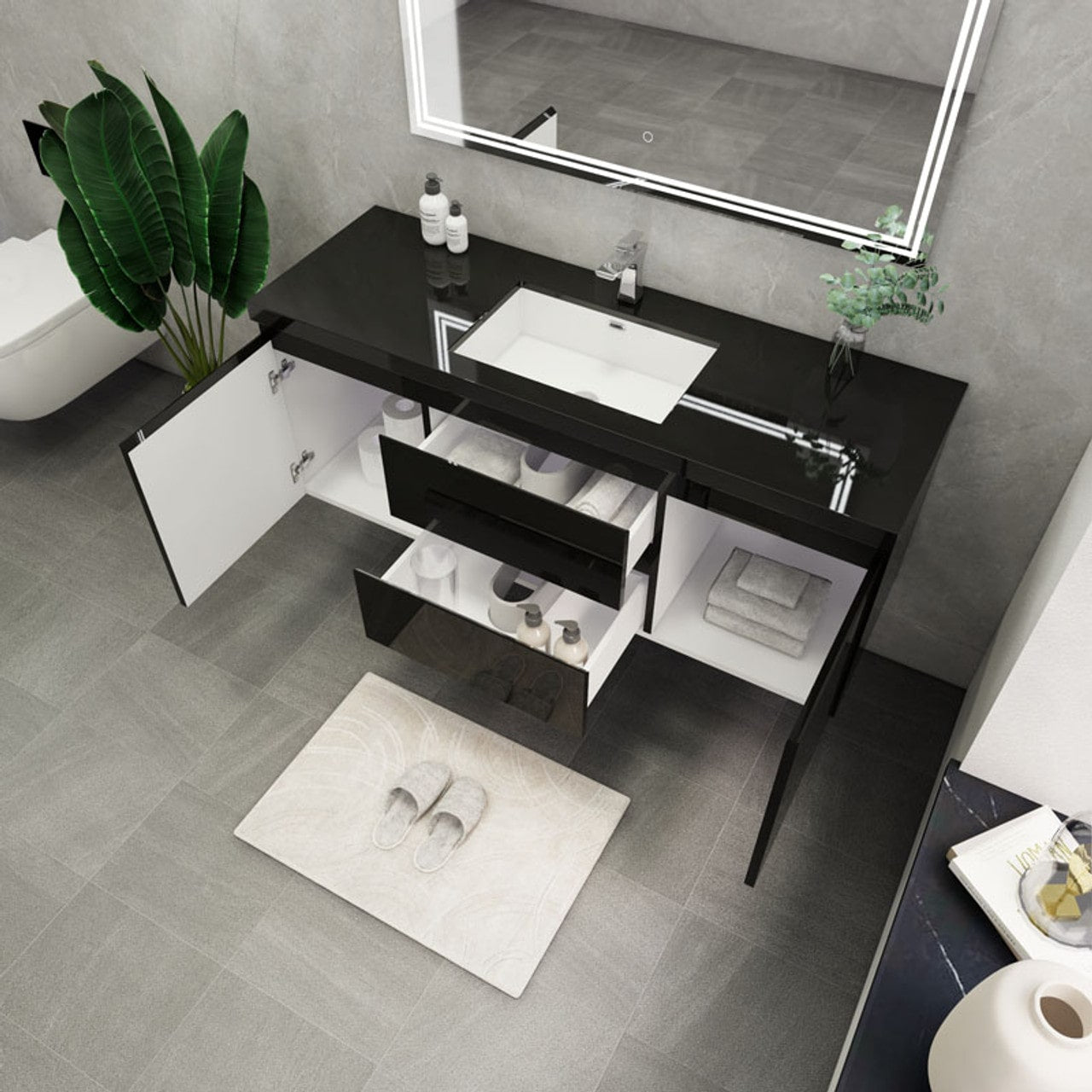 Blink 60'' Wall Mounted With Reinforced Acrylic Right Sink