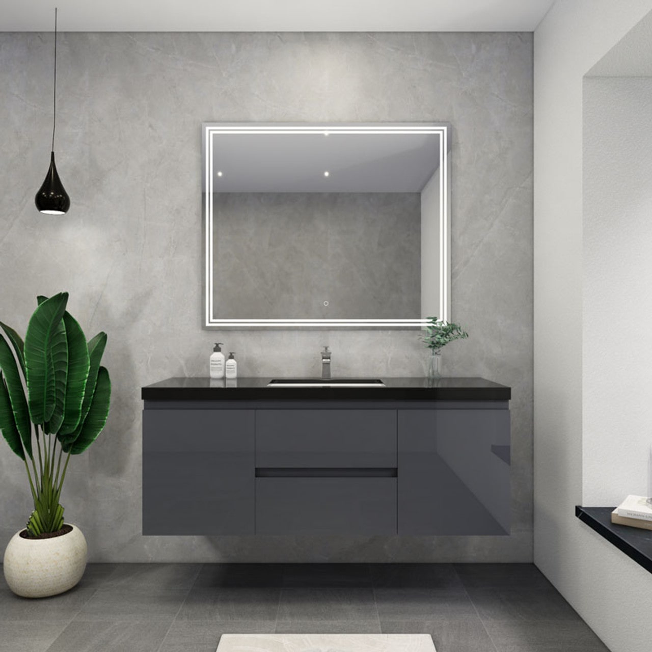 Blink 60'' Wall Mounted With Reinforced Acrylic Right Sink