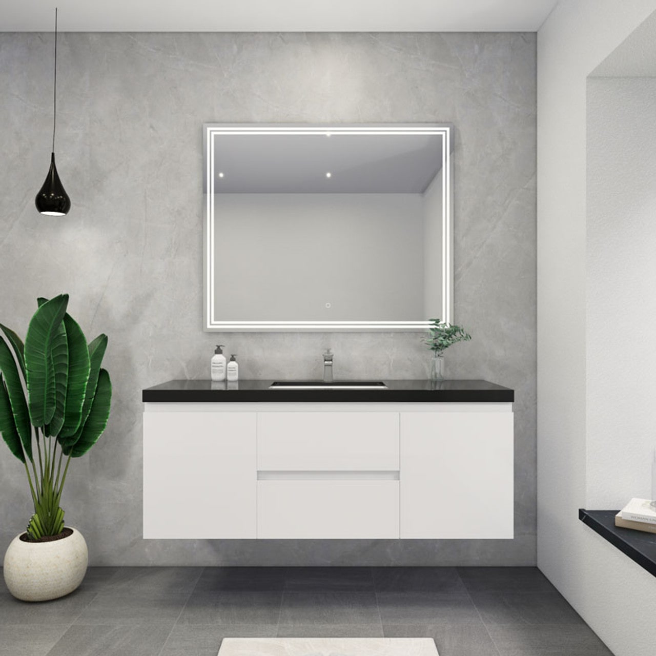Blink 60'' Wall Mounted With Reinforced Acrylic Right Sink