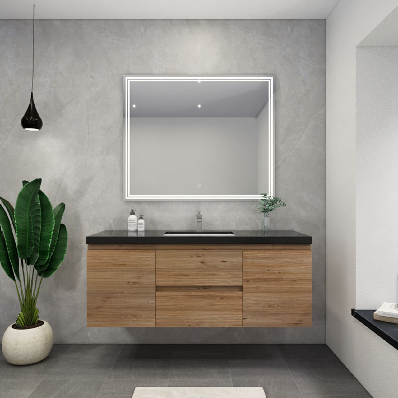Blink 60'' Wall Mounted With Reinforced Acrylic Right Sink