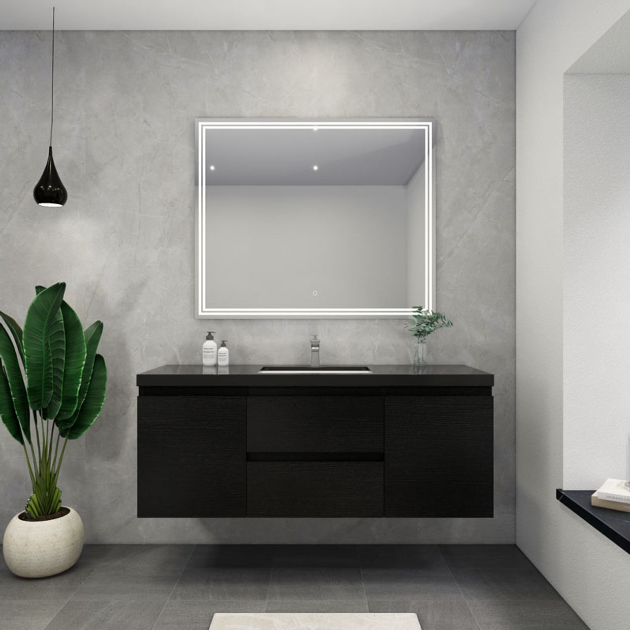 Blink 60'' Wall Mounted With Reinforced Acrylic Right Sink