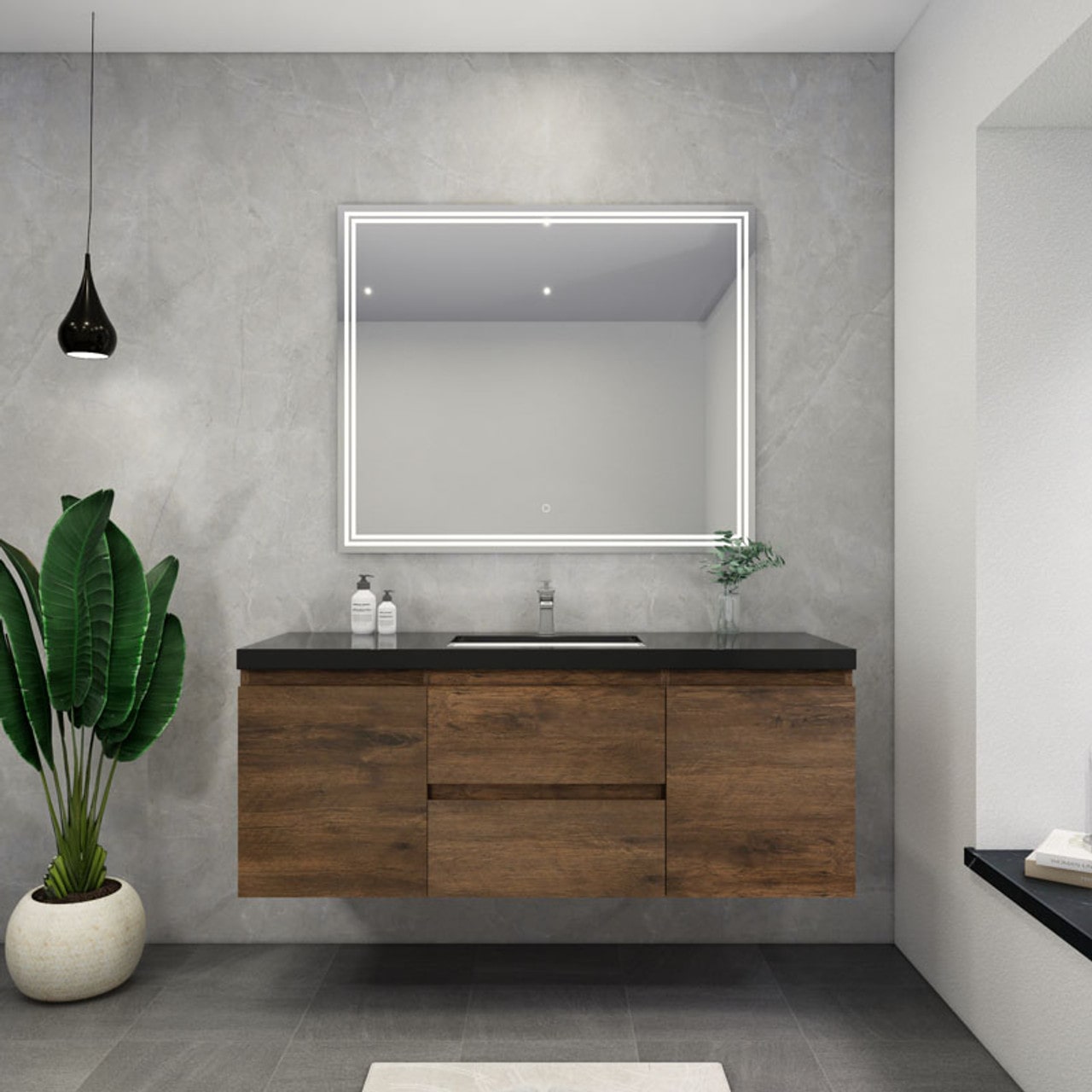 Blink 60'' Wall Mounted With Reinforced Acrylic Right Sink
