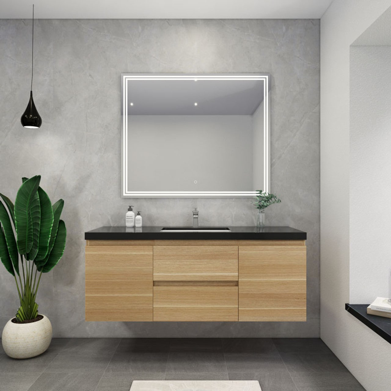 Blink 60'' Wall Mounted With Reinforced Acrylic Right Sink