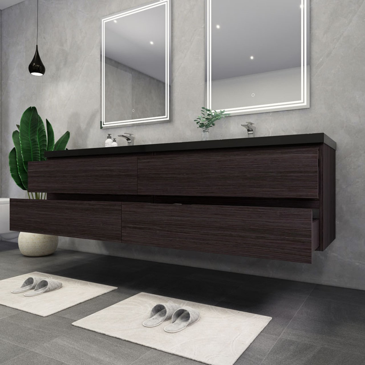 Blink 84'' Wall Mounted with Reinforced Acrylic Double Sink