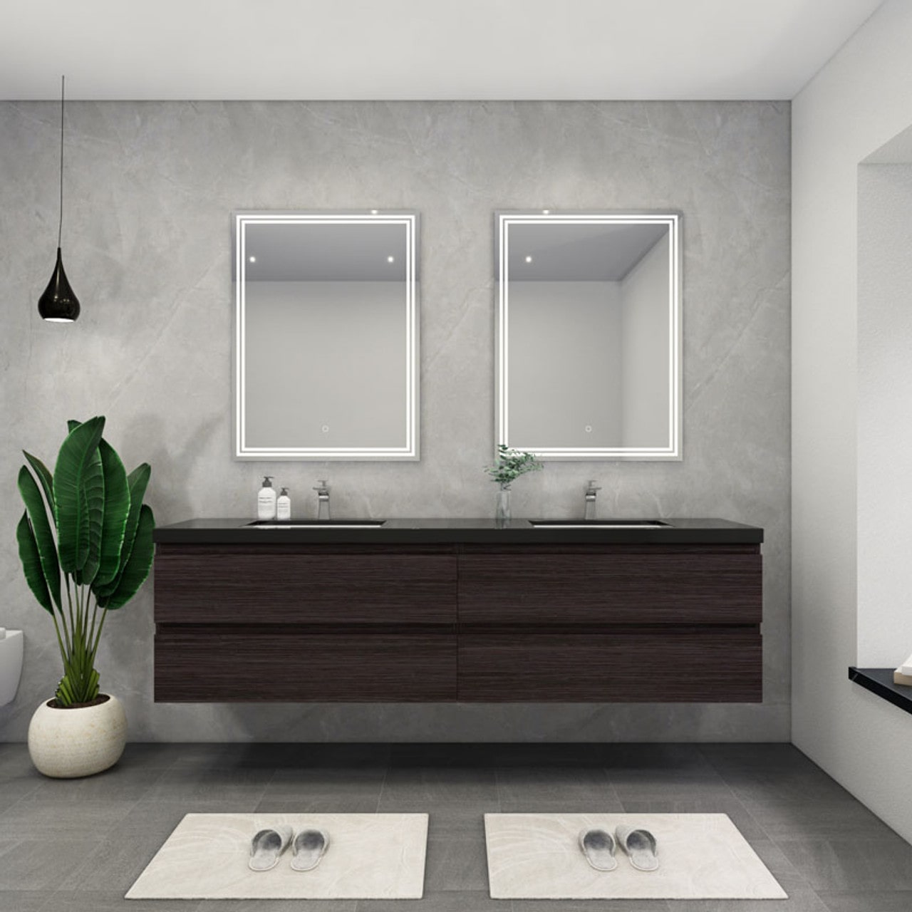 Blink 84'' Wall Mounted with Reinforced Acrylic Double Sink