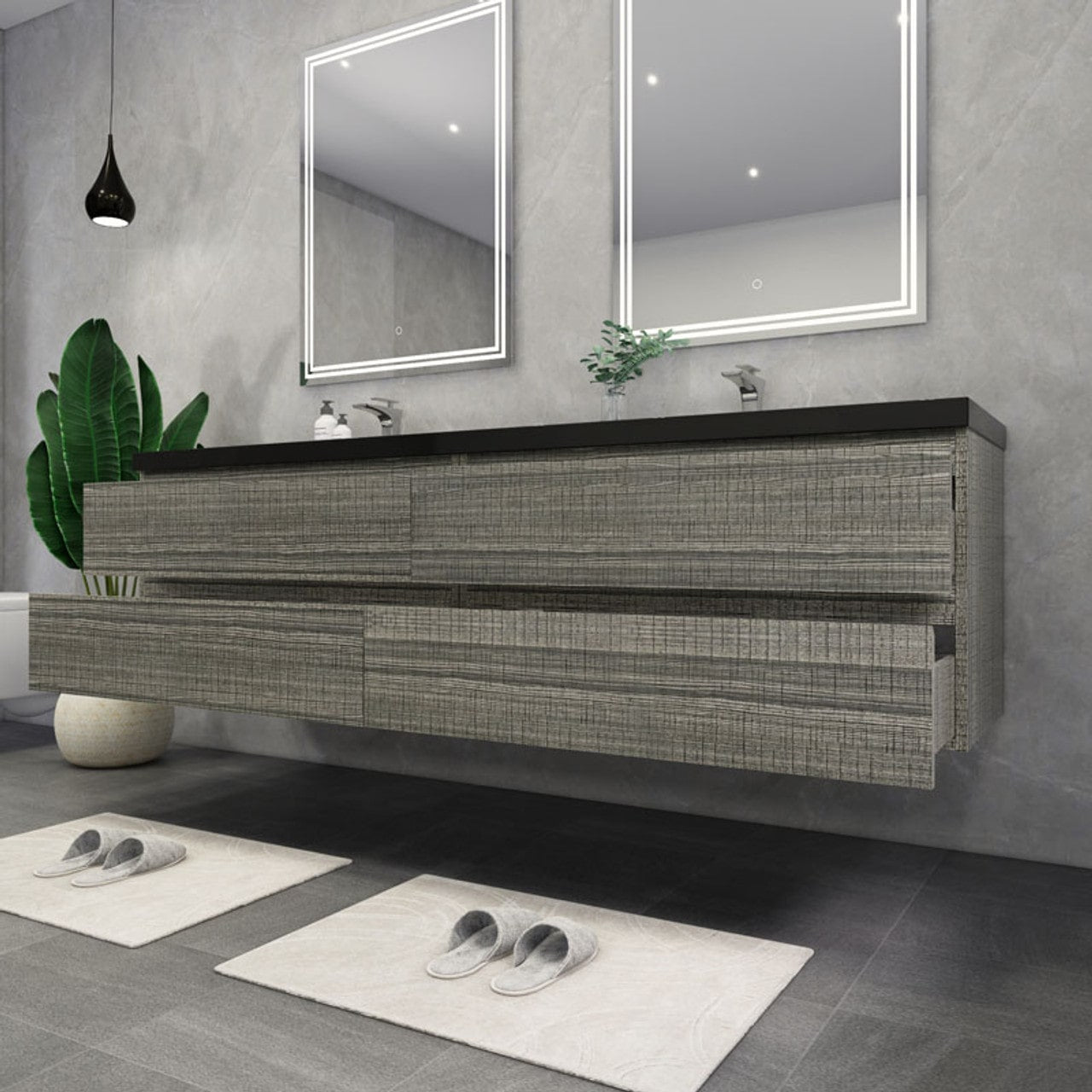 Blink 84'' Wall Mounted with Reinforced Acrylic Double Sink