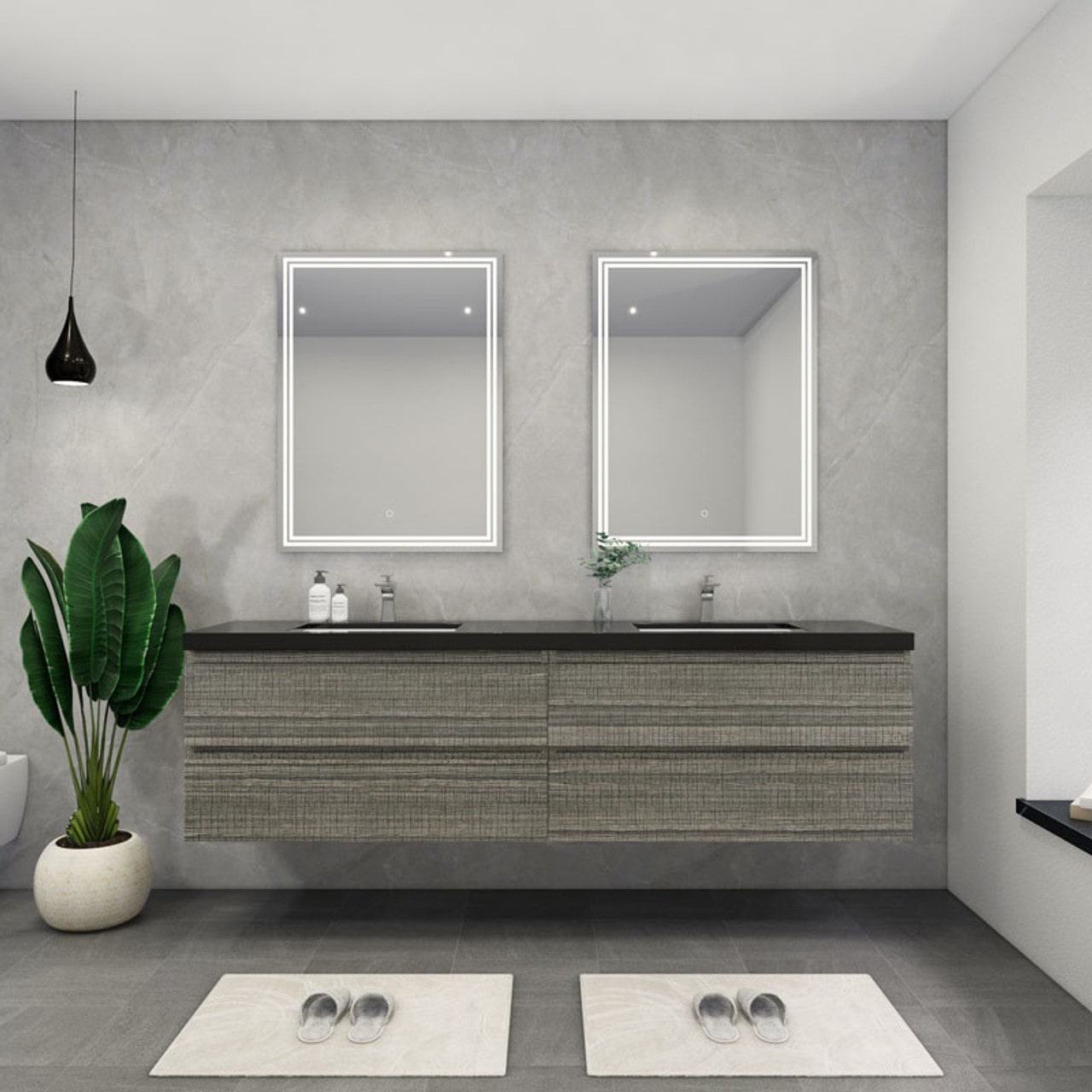 Blink 84'' Wall Mounted with Reinforced Acrylic Double Sink