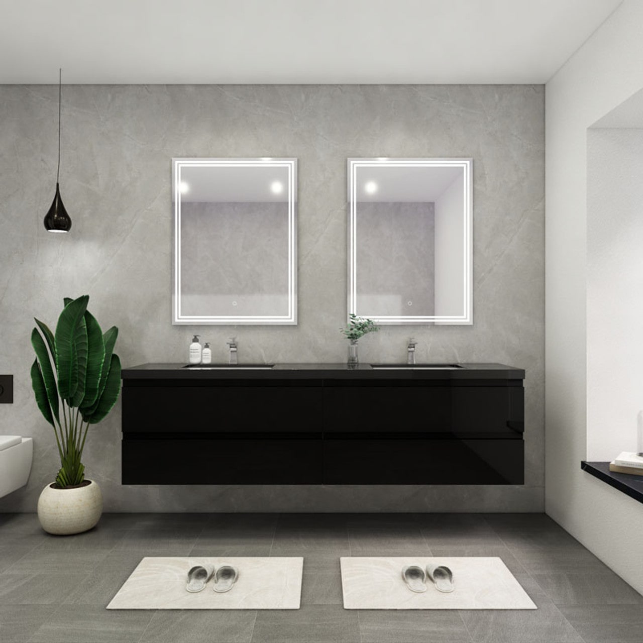 Blink 84'' Wall Mounted with Reinforced Acrylic Double Sink