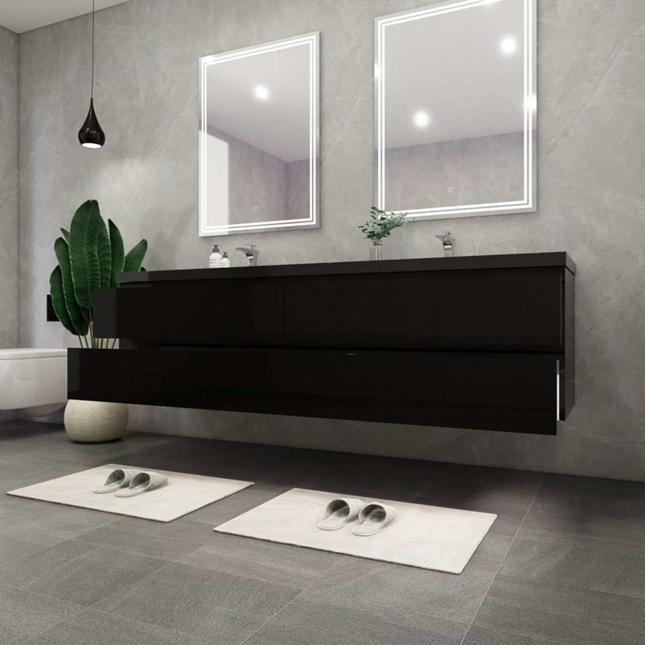 Blink 84'' Wall Mounted with Reinforced Acrylic Double Sink