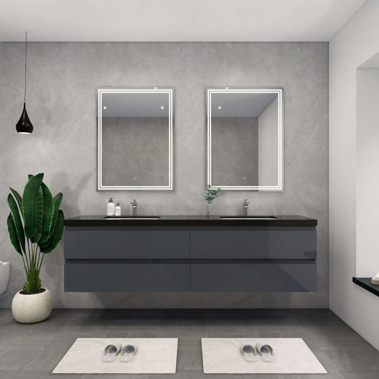 Blink 84'' Wall Mounted with Reinforced Acrylic Double Sink