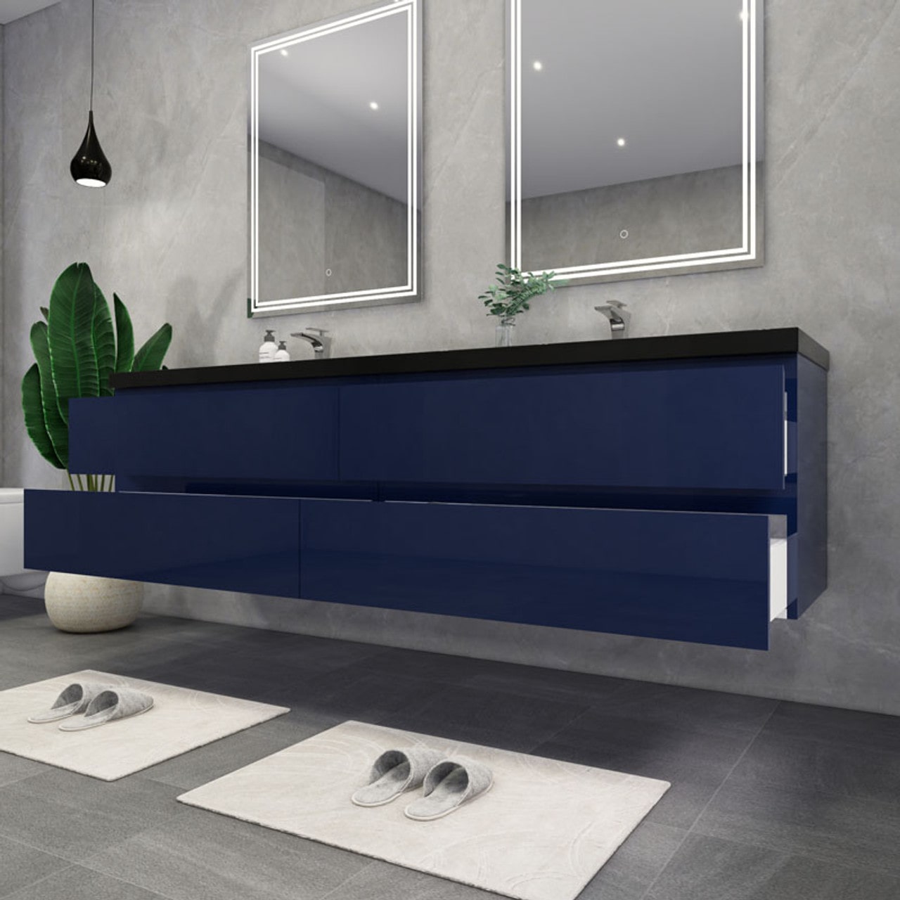 Blink 84'' Wall Mounted with Reinforced Acrylic Double Sink