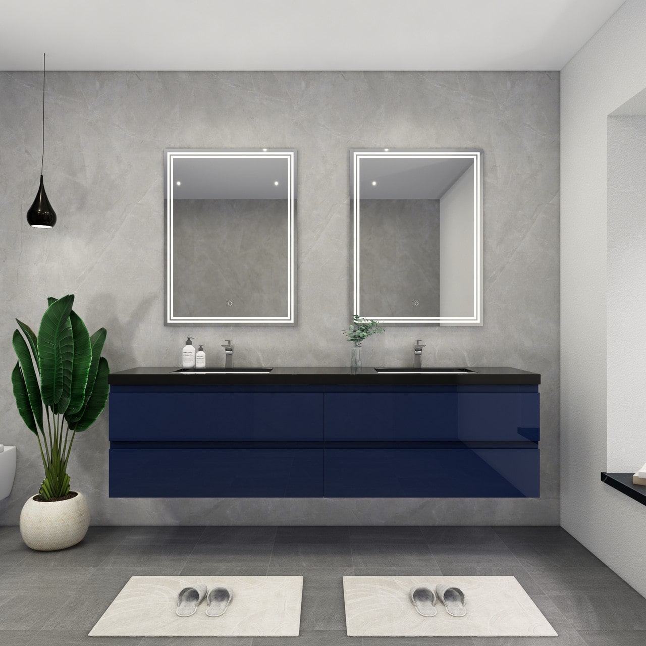 Blink 84'' Wall Mounted with Reinforced Acrylic Double Sink