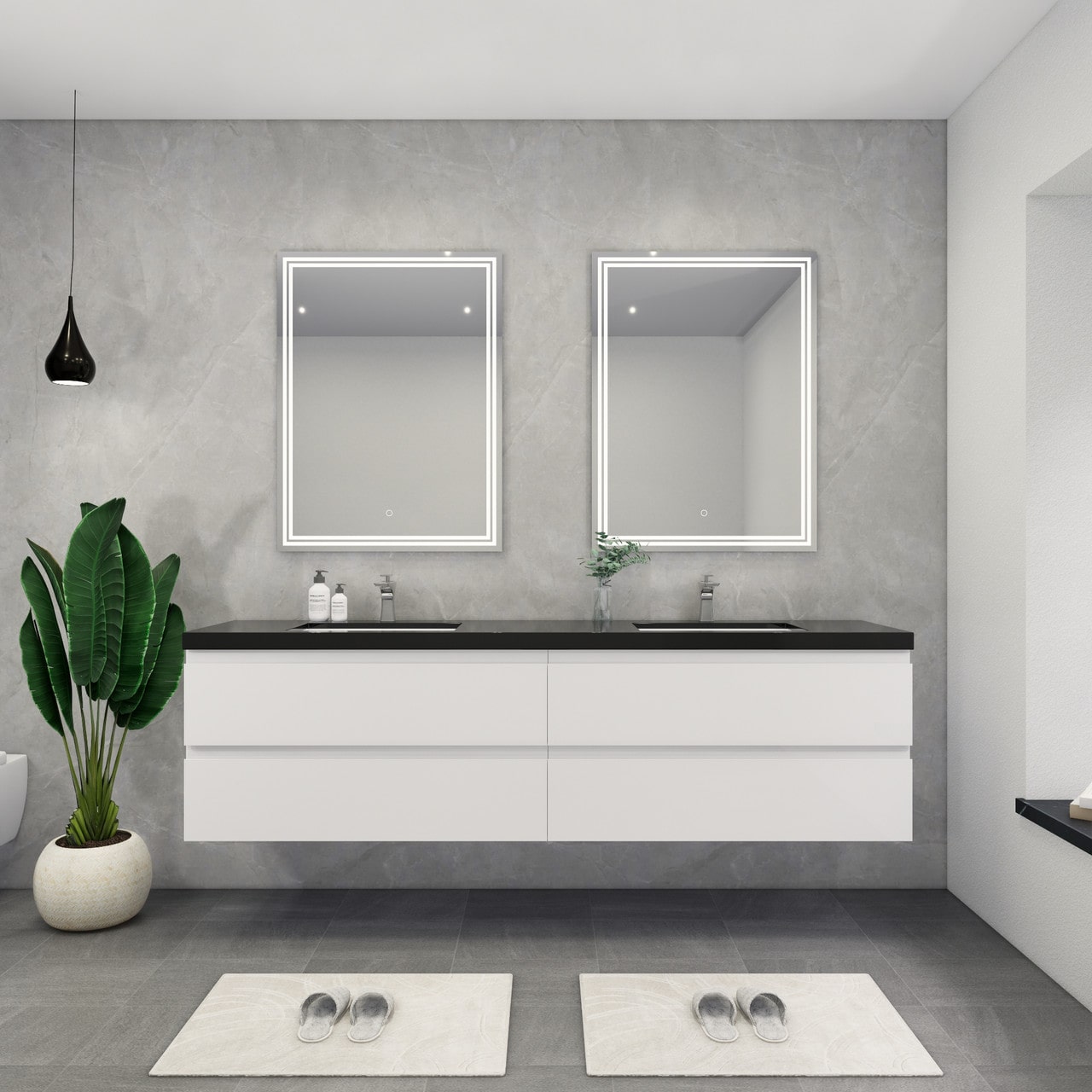 Blink 84'' Wall Mounted with Reinforced Acrylic Double Sink