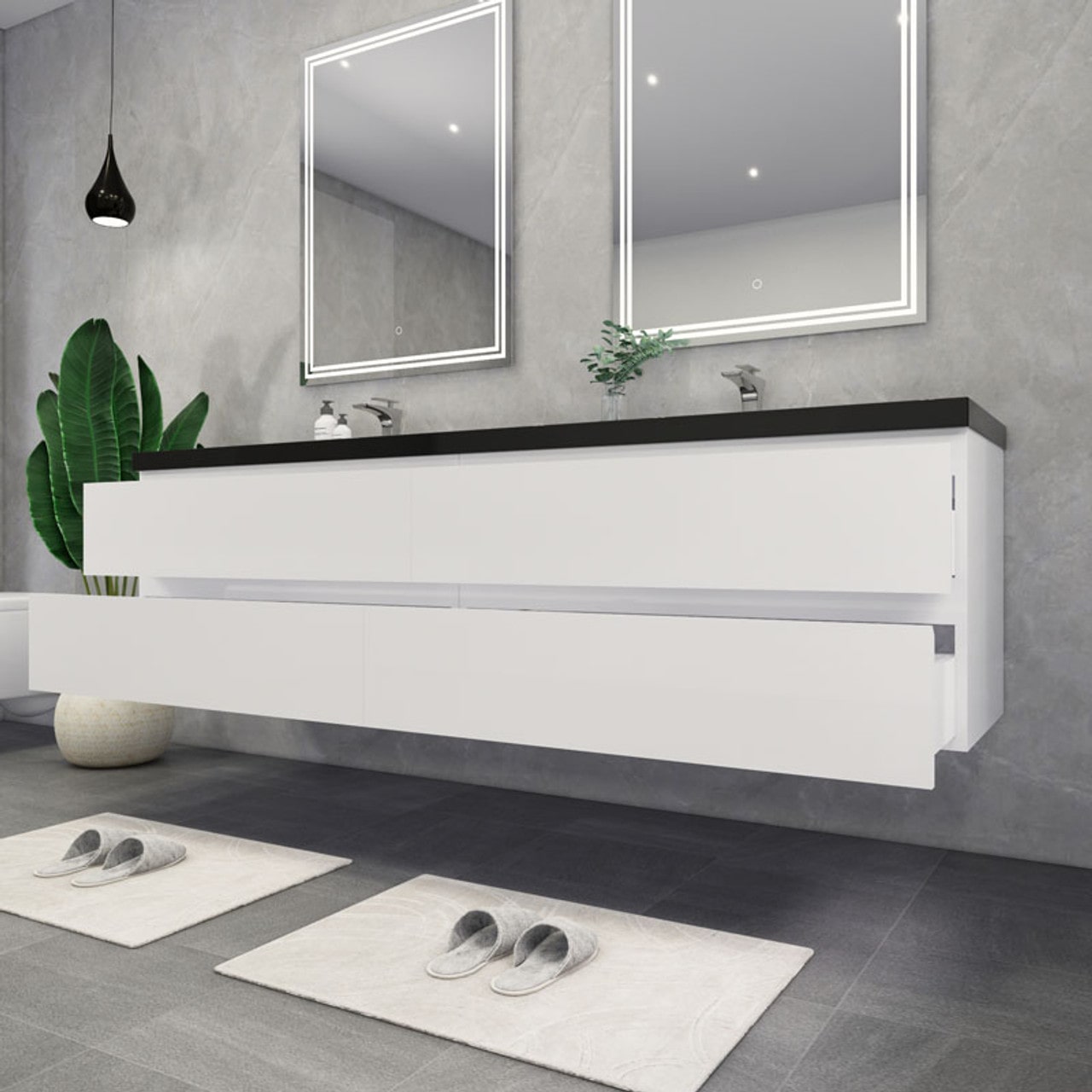 Blink 84'' Wall Mounted with Reinforced Acrylic Double Sink