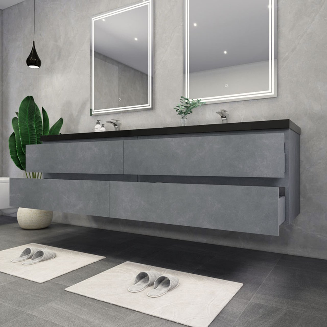 Blink 84'' Wall Mounted with Reinforced Acrylic Double Sink