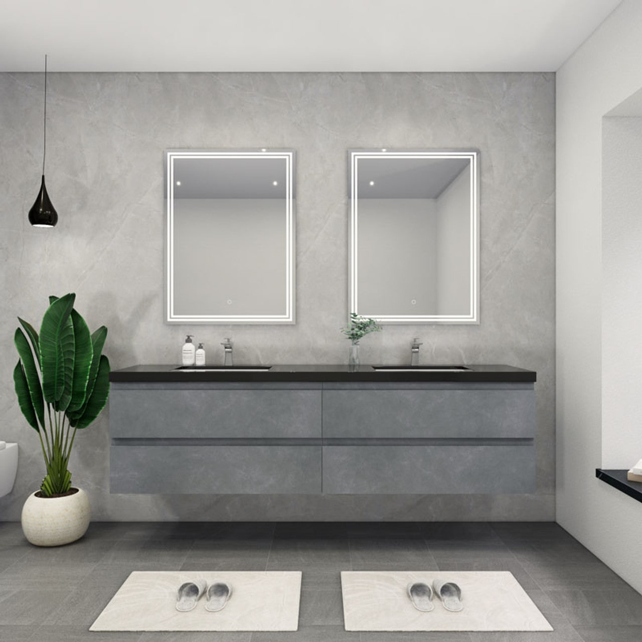 Blink 84'' Wall Mounted with Reinforced Acrylic Double Sink