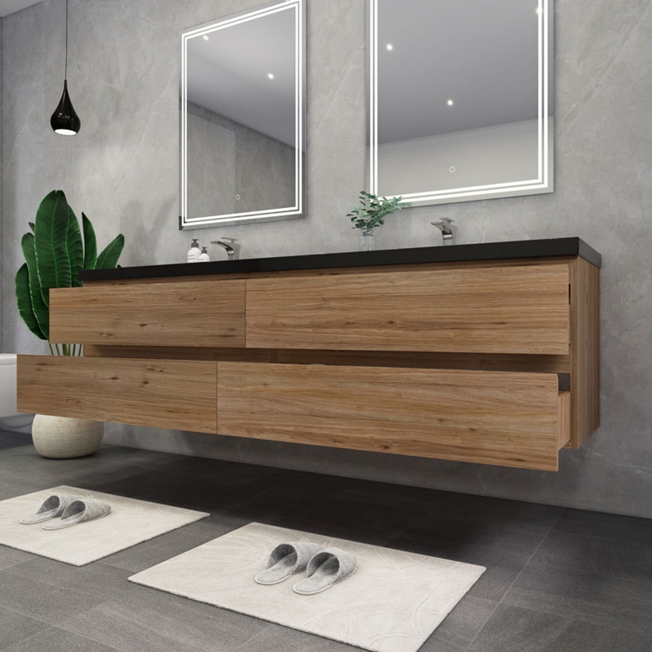 Blink 84'' Wall Mounted with Reinforced Acrylic Double Sink