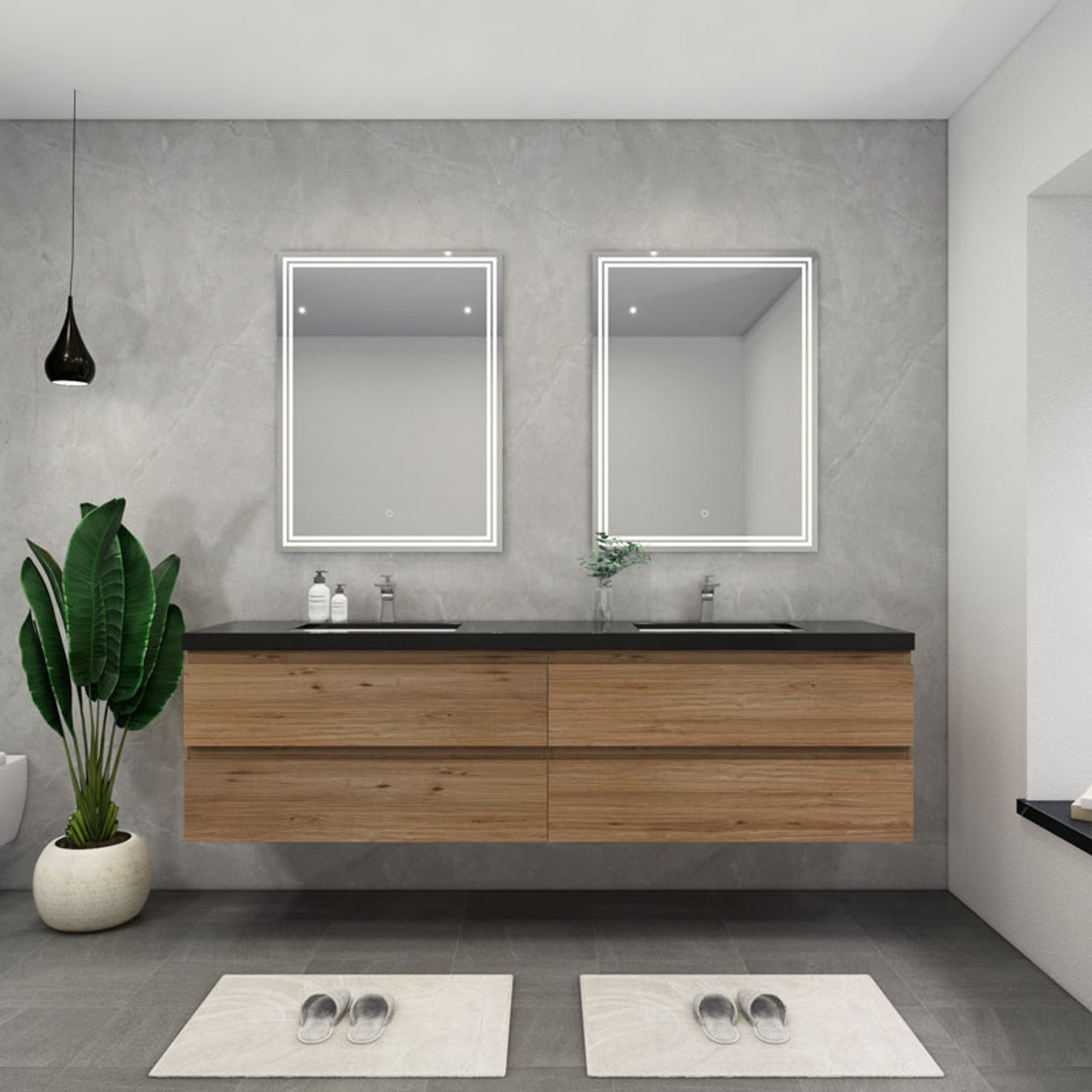 Blink 84'' Wall Mounted with Reinforced Acrylic Double Sink