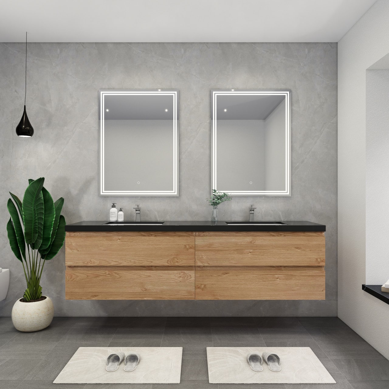 Blink 84'' Wall Mounted with Reinforced Acrylic Double Sink