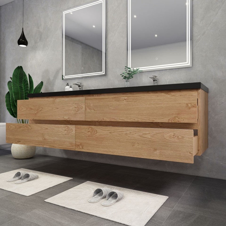 Blink 84'' Wall Mounted with Reinforced Acrylic Double Sink